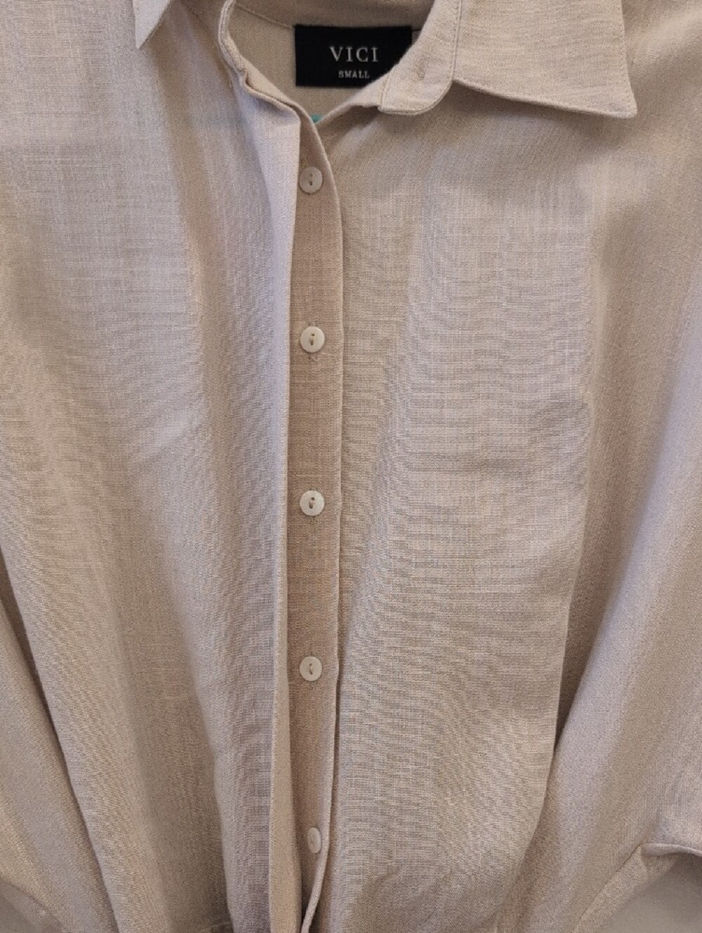 Vici Cream Collared Button-Up Top - Picture 4 of 5